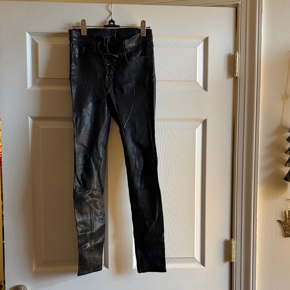 Rag and Bone real leather Black Lace-Up Leather Pants - Picture 3 of 4